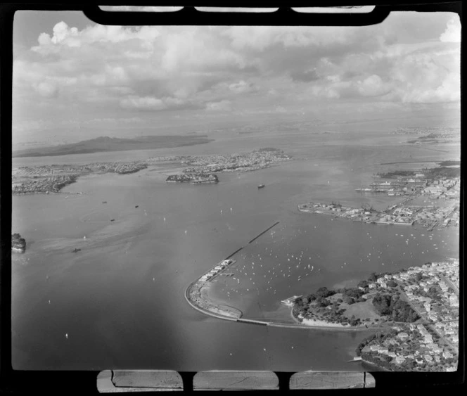 St Mary's Bay boat harbour, Auckland, including Rangitoto Island