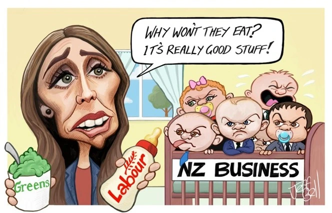 "Why, won't they eat? It's really good stuff!" Greens. Labour. NZ Business