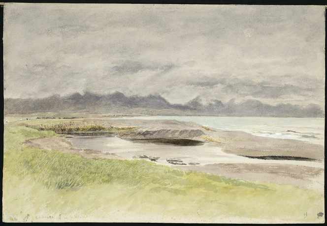 Richmond, James Crowe, 1822-1898 :Kaikoura in the village [ca 1880]