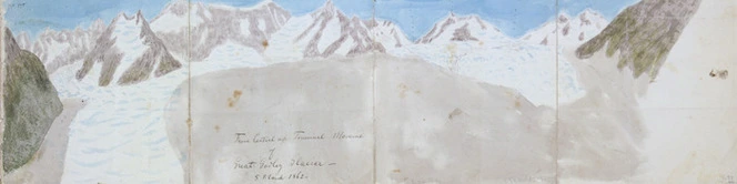 Haast, Johann Franz Julius von, 1822-1887: From central terminal moraine of great Godley Glacier, 5 March 1862.