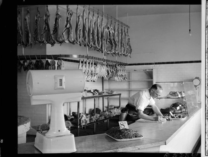 Westfield Freezing Works butcher shop, Otahuhu, Auckland - Photograph taken by W Walker