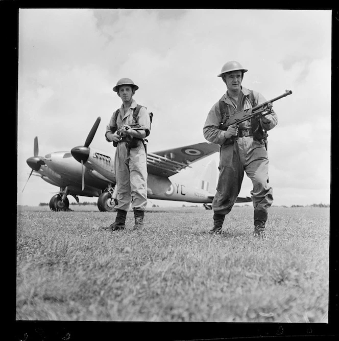 Two soldiers and a plane at Ohakea