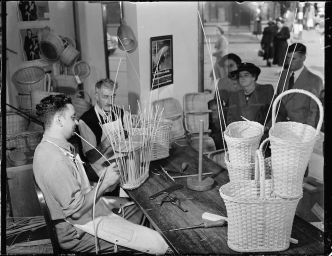 Blind men making baskets