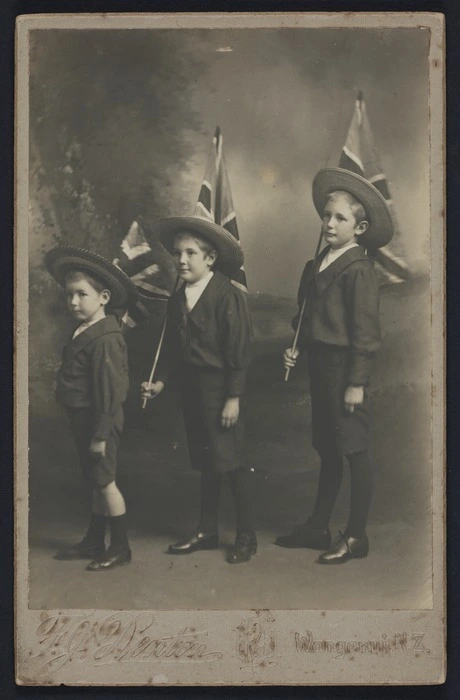 Denton, F J (Wanganui) fl 1869-11963 :Portrait of three unidentified young boys