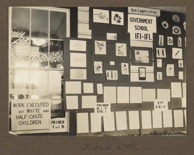 Display of hand work by school children, Samoa.