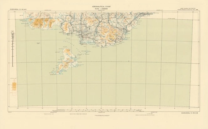 Aeronautical chart ICAO 1:500000. Invercargill SE 48/166¹/₂.