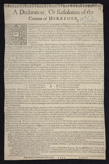 A declaration, or resolution of the countie of Hereford.