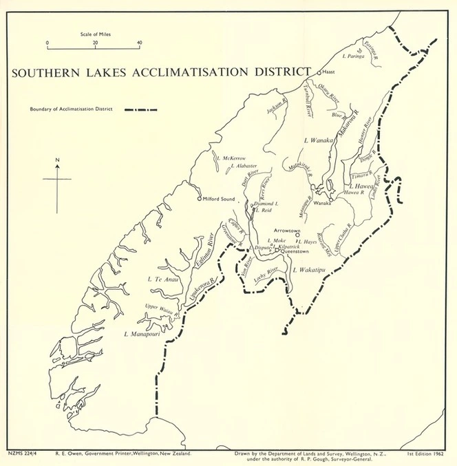 Southern Lakes Acclimatisation District / drawn by the Department of Lands and Survey.