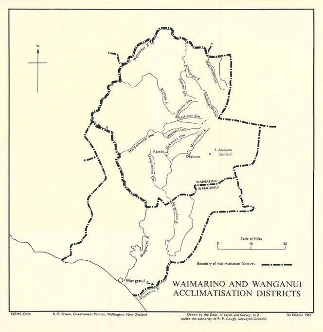 Waimarino and Wanganui Acclimatisation Districts / drawn by the Dept. of Lands and Survey, N.Z.