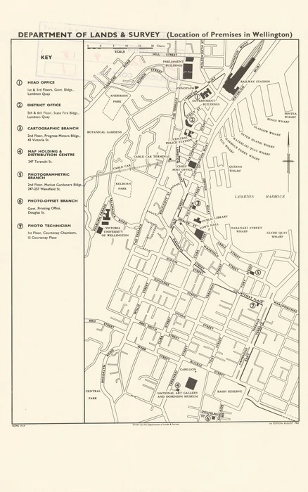 Department of Lands & Survey (location of premises in Wellington) / drawn by the Department of Lands & Survey.