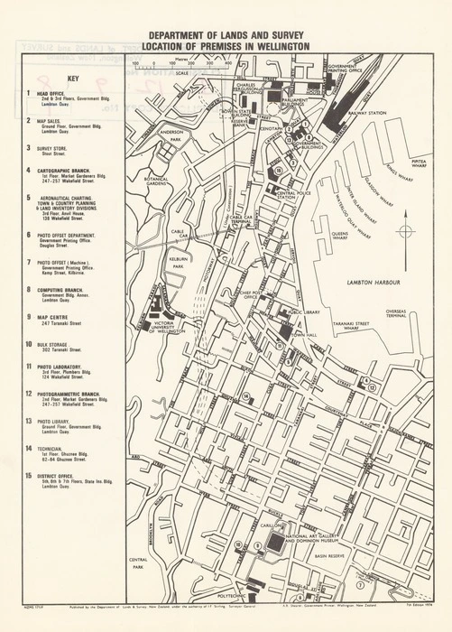 Department of Lands and Survey location of premises in Wellington.