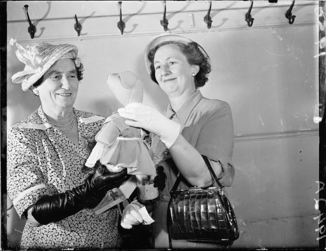 Mrs Hilda Ross and Mrs Gilmer at the opening of the Karitane Fair, Wellington