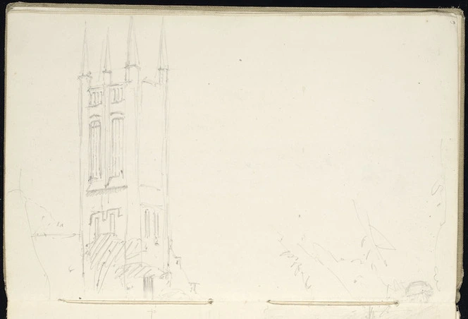 Haylock, Arthur Lagden, 1860-1948 :[Unidentified church tower. ca 1921]