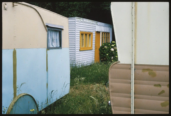 Caravans and bach on the east coast of the South Island