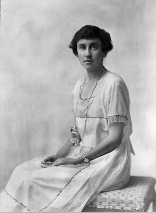 Portrait of an unidentified woman on show at the Kelliher Art Show, August 1957