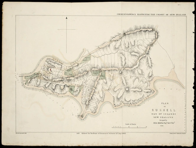 Plan of Russell, Bay of Islands, New Zealand / surveyed by Felton Mathew, 1841.