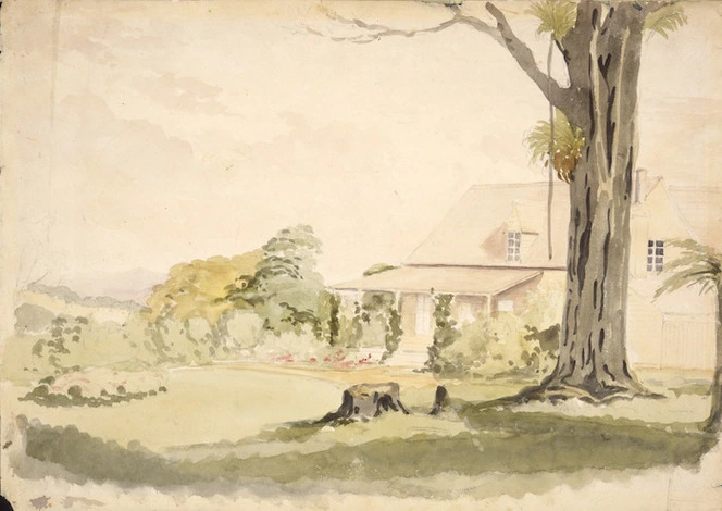 [Barraud, Charles Decimus] 1822-1897 :Judge Chapman's house, Karori. [ca 1850]