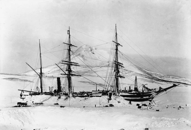 The ship Discovery, Antarctica - Photograph taken by Reginald Skelton