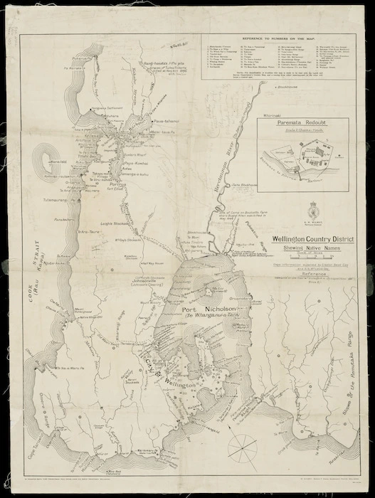 Wellington country district, shewing native names / from information supplied by Elsdon Best & H.N. McLeod.