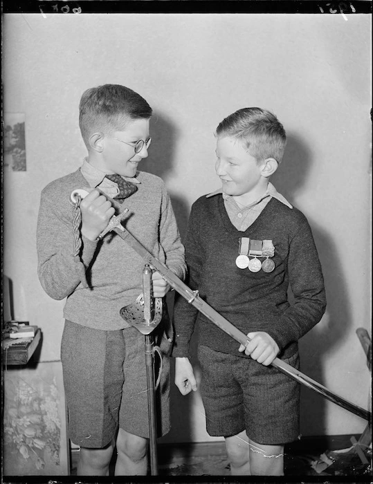 Boys with swords from the Crimean War