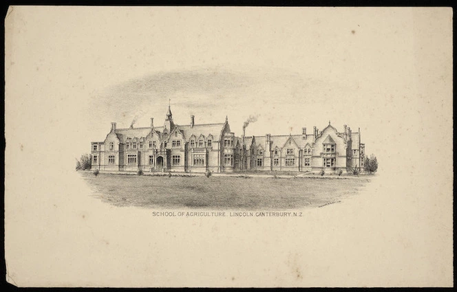 L, D M, fl ca 1885-1886 :School of Agriculture, Lincoln, Canterbury, N.Z. / DML. Whitcombe & Tombs Lim [lithographers. ca 1886].