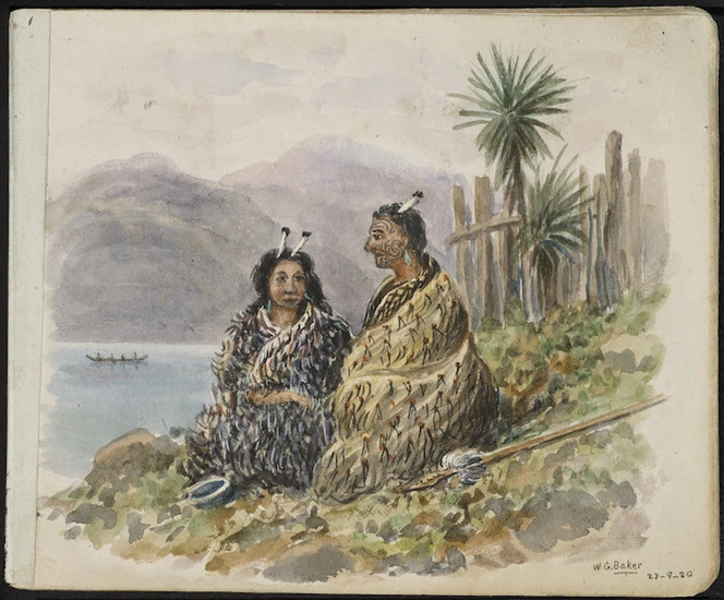 Baker, William George, 1864-1929 :[Two Maori seated]. 27-9-20.
