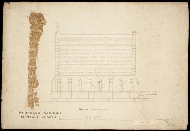 Thatcher, Frederick, 1814-1890 :Proposed church at New Plymouth. North elevation. Fred.k Thatcher, Architect, Dec.r 1844