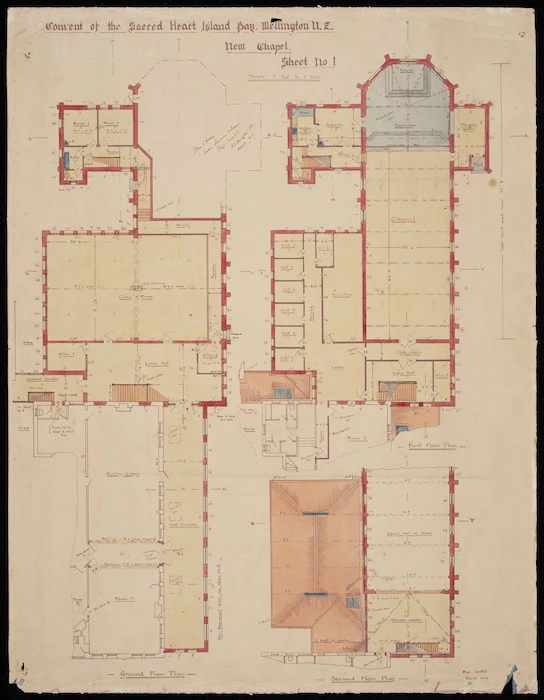 Swan, John Sidney, 1874[?]-1936 :Convent of the Sacred Heart, Island Bay, Wellington, N.Z., new chapel. Sheet no. 1. March 1929.