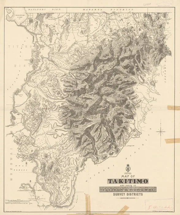 Map of Takitimo and parts of Titiroa & Monowai survey districts [electronic resource] / drawn by W. Deverell, Decr., 1894.