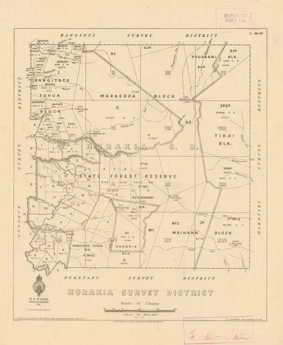 Hurakia Survey District [electronic resource] / A. Rocard delt. March 1935.