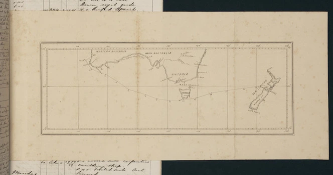 Map of New Zealand and the bottom half of Australia