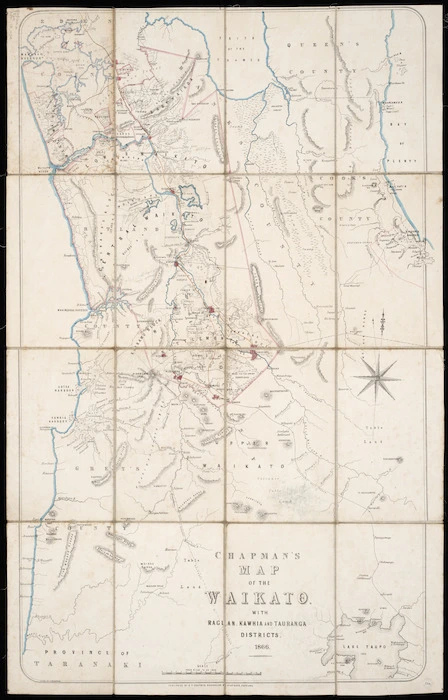 Chapman's map of the Waikato : with Raglan, Kawhia and Tauranga districts.