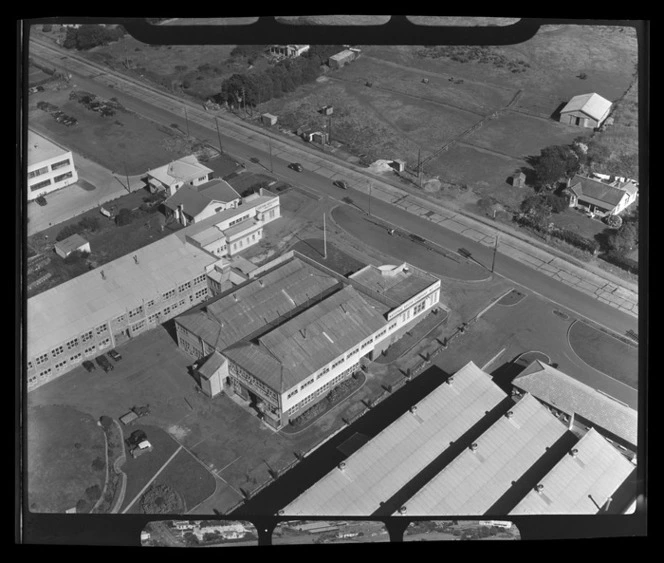 Scene in Penrose, Auckland, including the factory of National Brush Company (NZ) Ltd