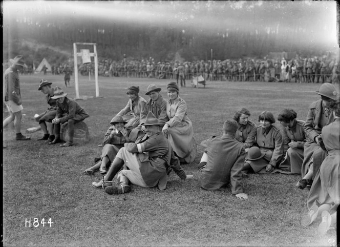 Members of the Queen Mary's Auxilary Army Corps attend New Zealand General Base Depot sports, Etaples, France