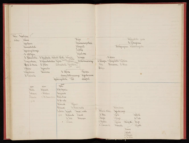 Two pages of Tuhoe genealogies - Te Whaiti Block