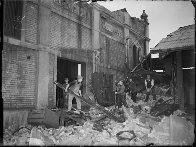 At the Municipal Gas Works after the Masterton earthquake