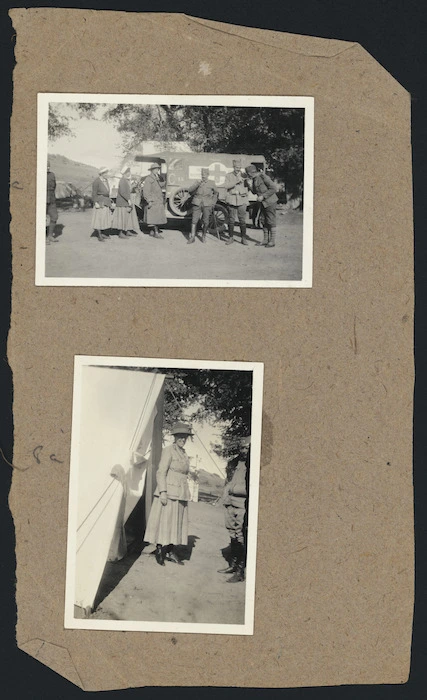 Medical and army personnel at a hospital camp of the 7th Medical Unit of the Scottish Women's Hospitals for Foreign Service, Macedonia, Serbia, during World War I