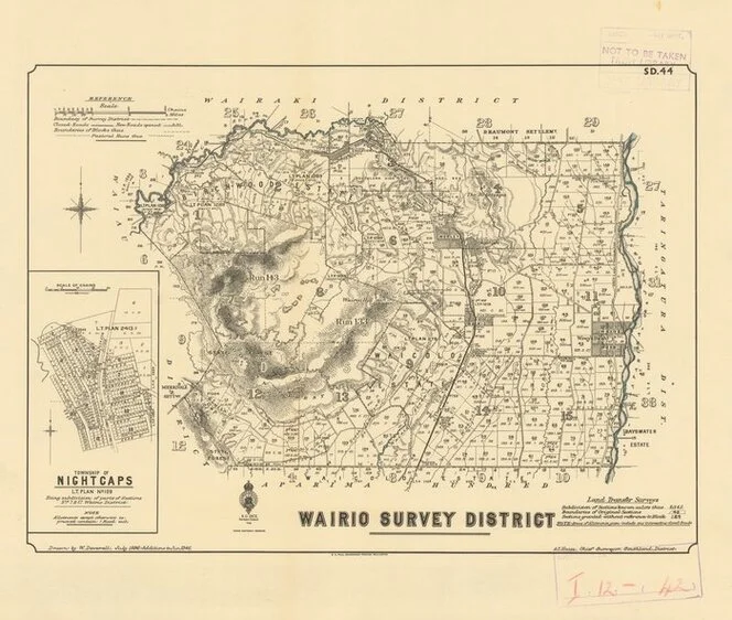 Wairio Survey District [electronic resource] / drawn by W. Deverell, July 1896 - additions to Jun. 1946.