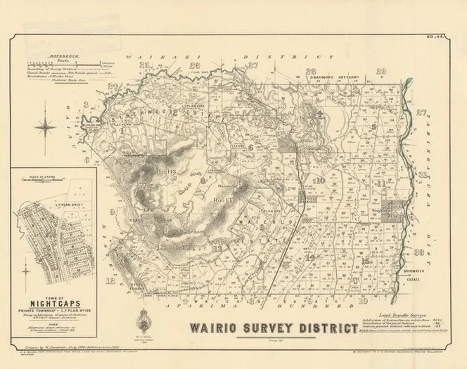 Wairio Survey District [electronic resource] / drawn by W. Deverell, July 1896 - additions to Jun. 1926.