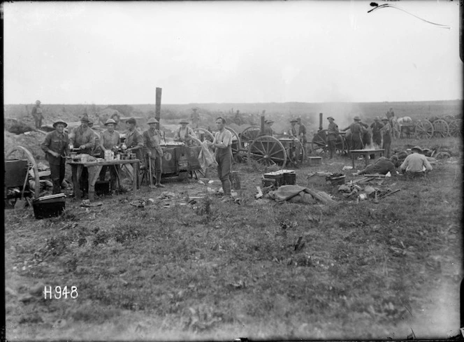 A Wellington Regiment's field kitchen near the front line, World War I