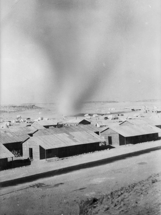 Dust spiral, New Zealand military camp, Maadi, Egypt, during World War II