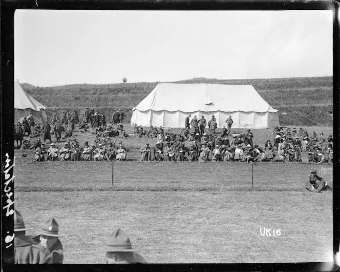 Spectators at a sports day at Codford Camp, World War I
