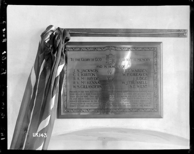 Memorial tablet in Bere Ferrers, England