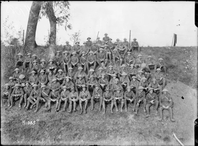 A company of a Wellington Regiment in World War I at Longsart, France