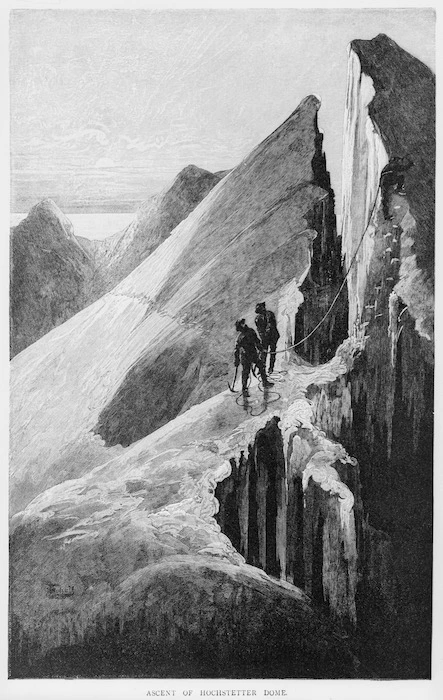 Schell, Frederic B, d 1905 :Ascent of the Hochstetter Dome [March 1883]. [Drawn by] F.Schell [Melbourne, Picturesque Atlas Publishing Company, 1886]