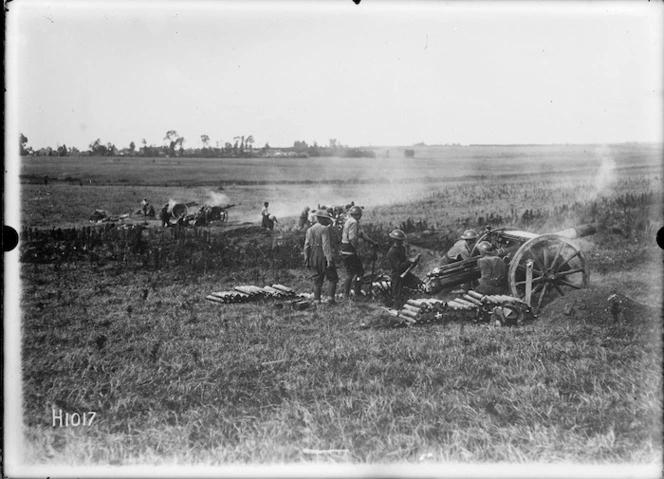 New Zealand guns in action in France during World War I