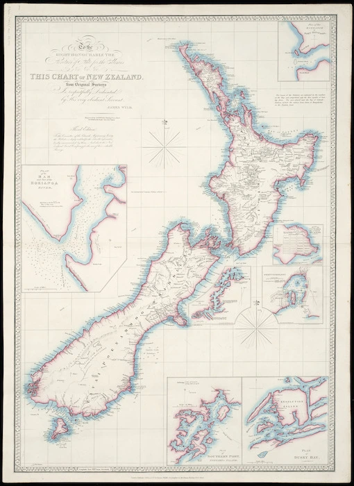 To the Right Honourable the Secretary of State for the Colonies, this chart of New Zealand / from original surveys [of the New Zealand Land Company] ; engraved by James Wyld.