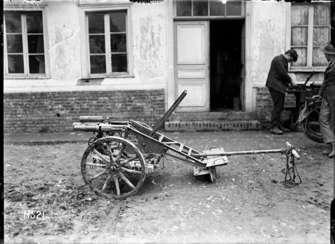 A captured German infantry field piece, Bus-les-Artois, France