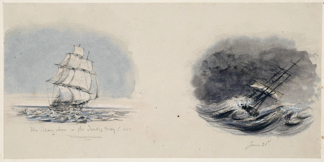 Rees, William Gilbert, 1827-1898 :The Mary Ann in the Trades, May 1st 1852 [and] June 21st.