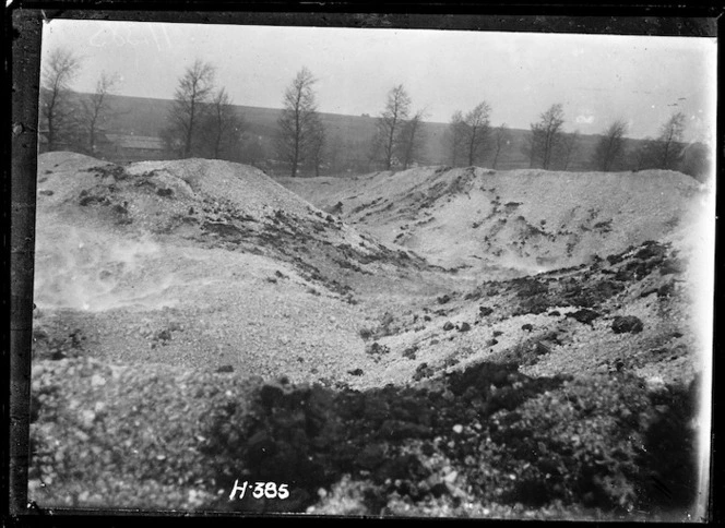 Crater caused by the destruction of German shells, World War I